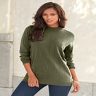 Plus Size Drop Needle Mockneck Lightweight Sweater Knit image number null