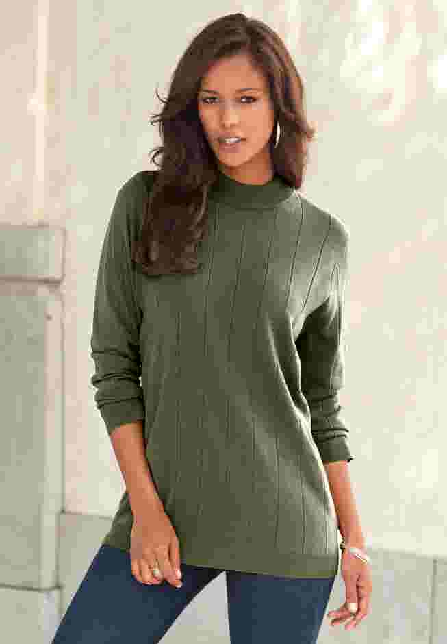 Fine Gauge Drop Needle Mockneck Sweater image number 0