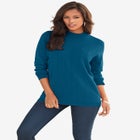 Plus Size Drop Needle Mockneck Lightweight Sweater Knit image number null