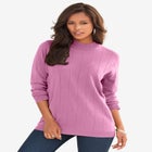 Plus Size Drop Needle Mockneck Lightweight Sweater Knit image number null