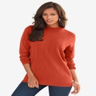 Plus Size Drop Needle Mockneck Lightweight Sweater Knit image number null