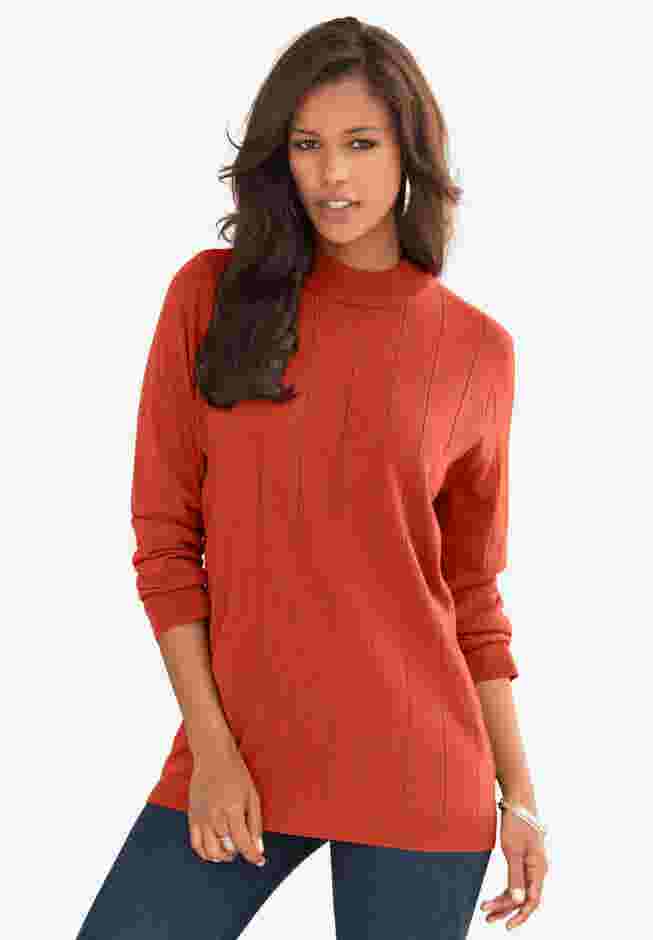 Fine Gauge Drop Needle Mockneck Sweater image number 0