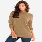 Plus Size Drop Needle Mockneck Lightweight Sweater Knit image number null
