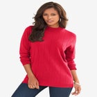 Plus Size Drop Needle Mockneck Lightweight Sweater Knit image number null