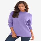 Plus Size Drop Needle Mockneck Lightweight Sweater Knit image number null