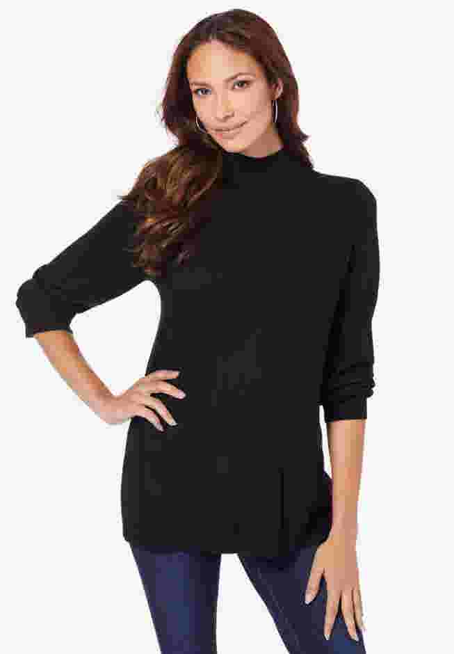 Fine Gauge Drop Needle Mockneck Sweater image number 0