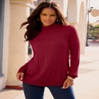 Plus Size Drop Needle Mockneck Lightweight Sweater Knit image number 0