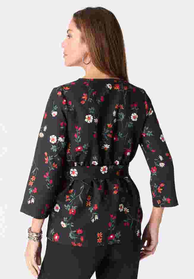 Faux Wrap Tie Bi-Stretch Blouse image number 2