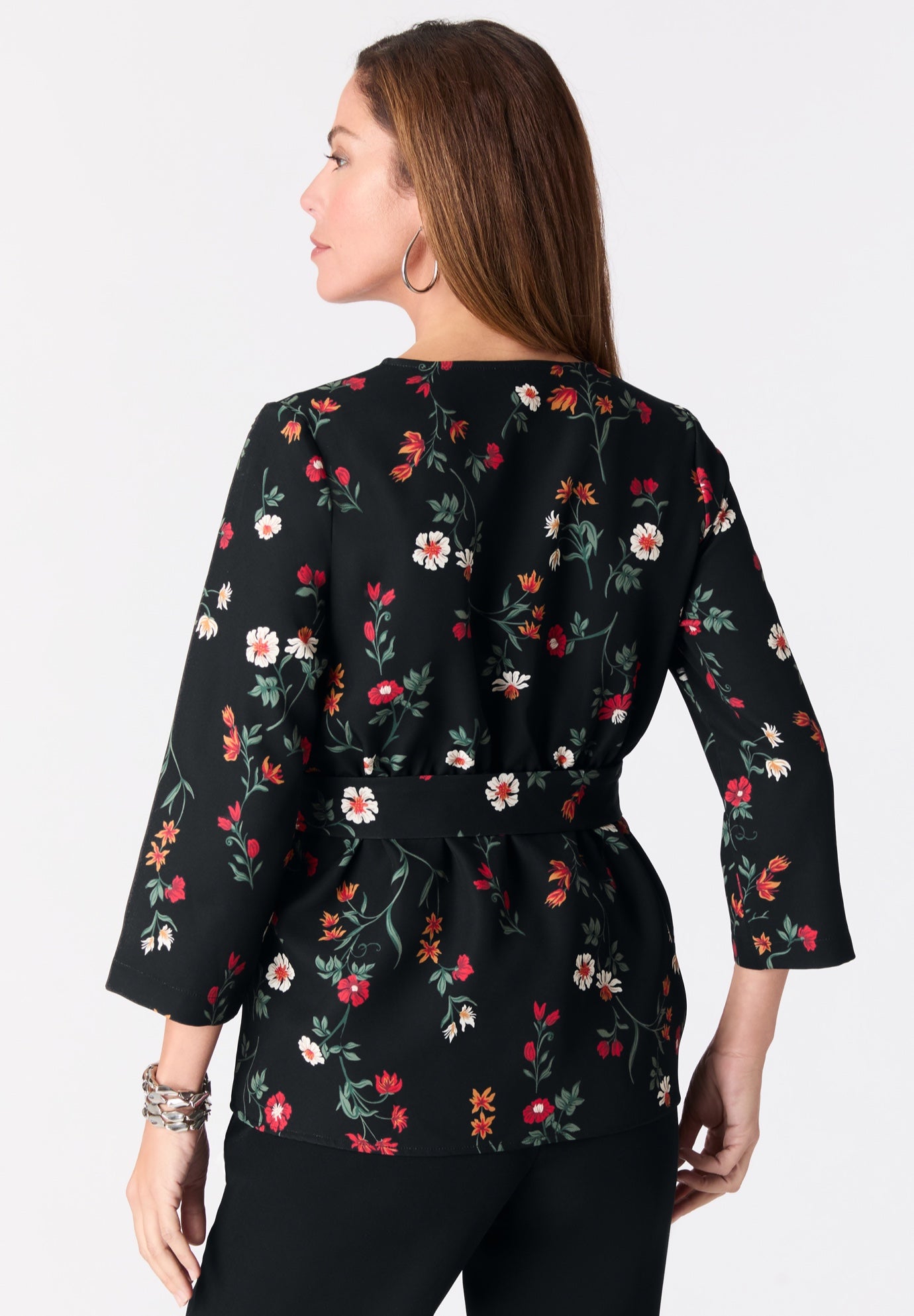 Faux Wrap Tie Bi-Stretch Blouse image number 3