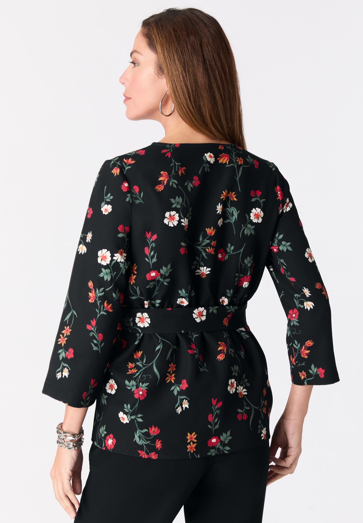 Faux Wrap Tie Bi-Stretch Blouse image number 2