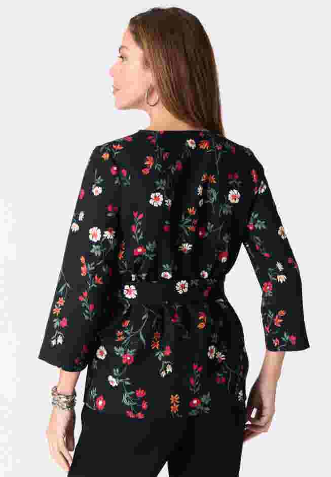 Faux Wrap Tie Bi-Stretch Blouse image number 3
