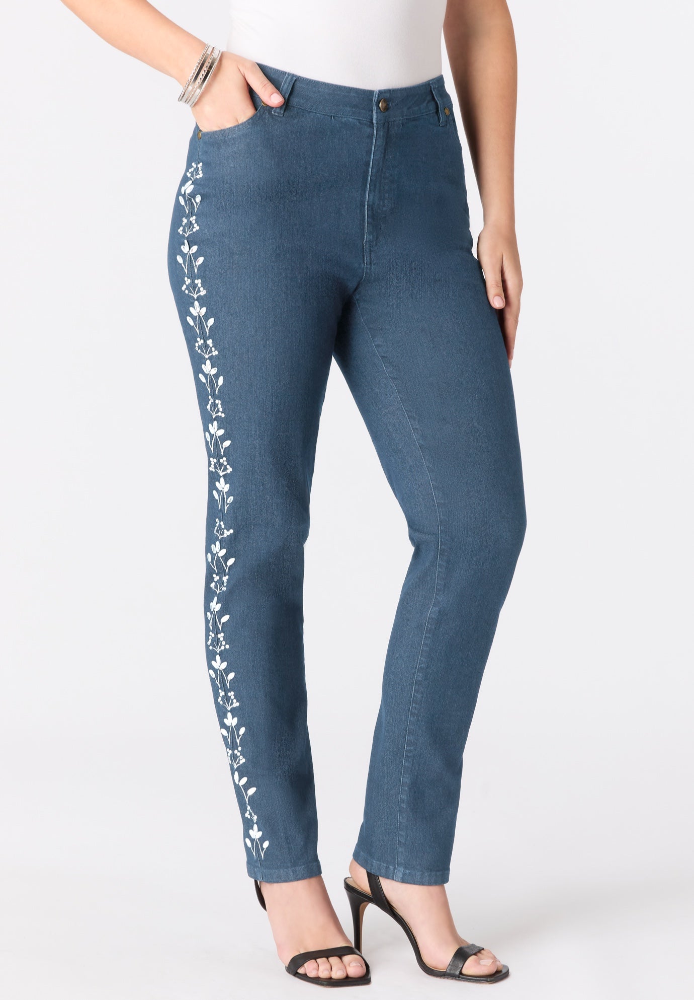 Plus Size Embellished Straight-Leg Jean image number 0