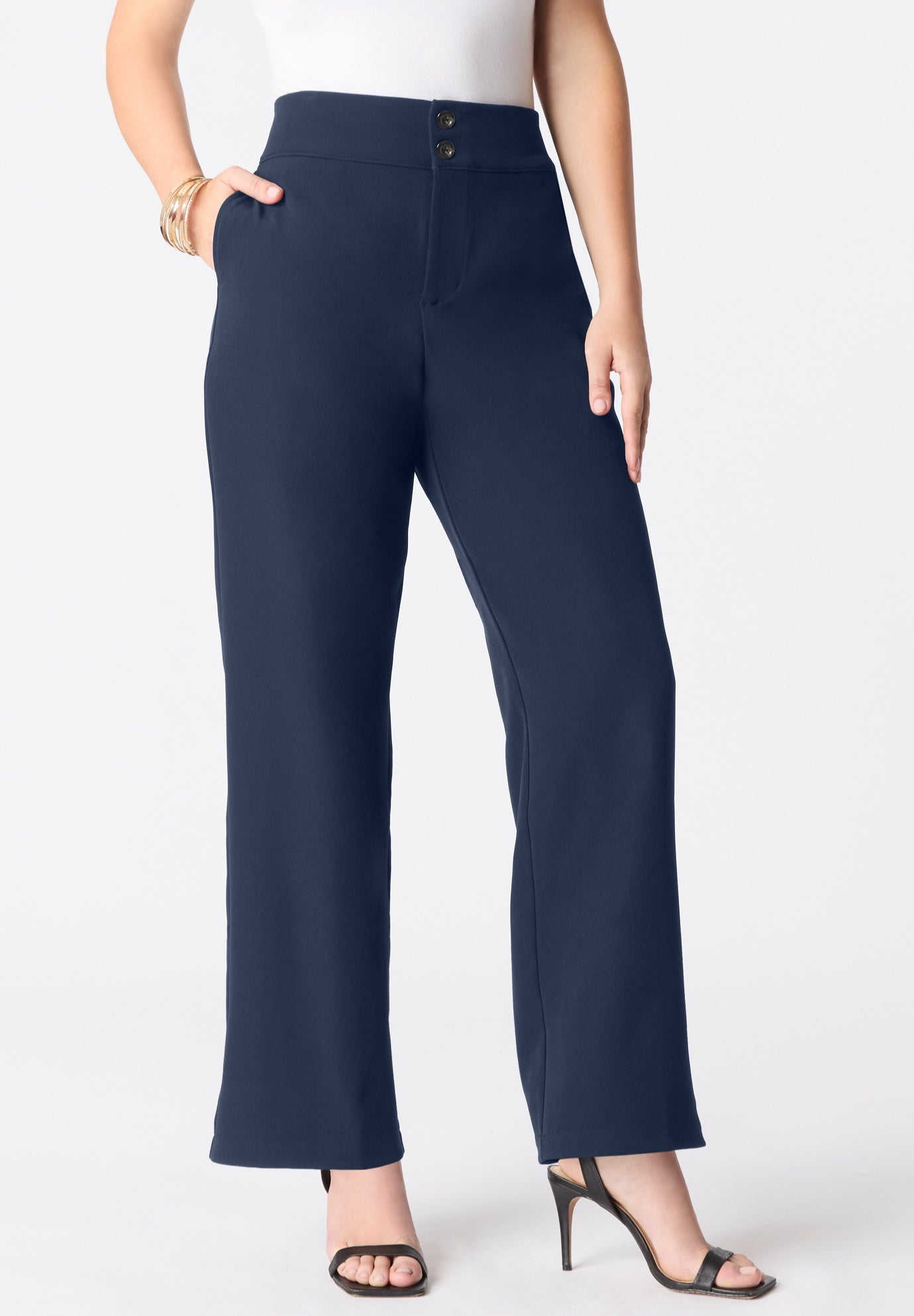 Plus Size Bi-Stretch Wide Leg Pant image number 0
