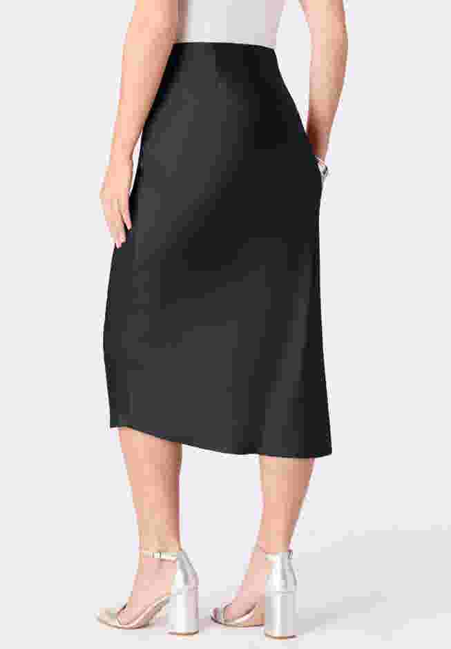 Stretch Satin Midi Skirt image number 1