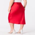 Plus Size Stretch Satin Midi Skirt image number null