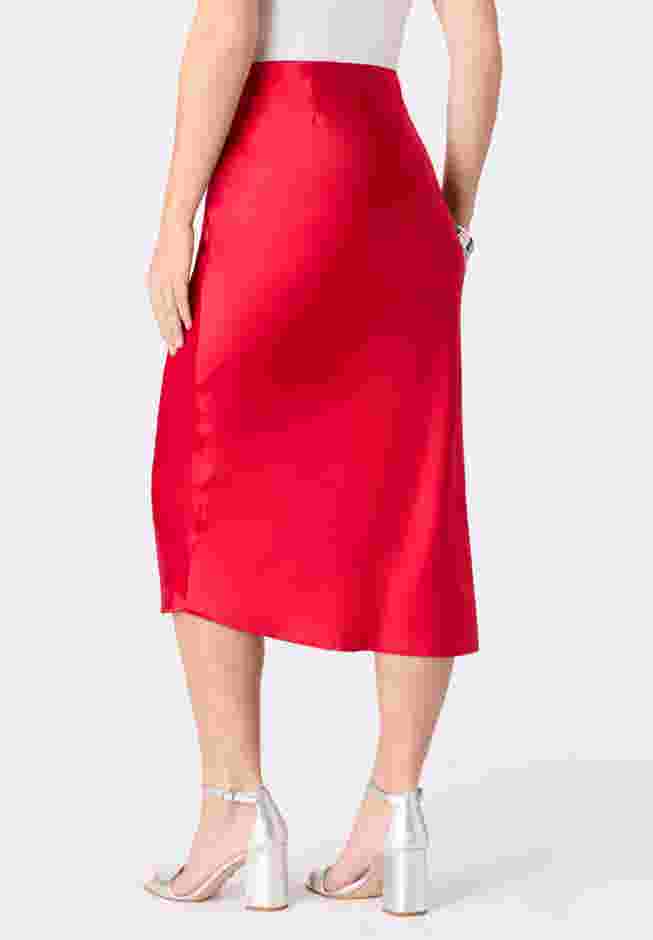 Stretch Satin Midi Skirt image number 1