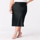 Plus Size Stretch Satin Midi Skirt image number null