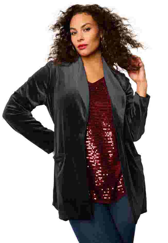 Shawl Collar Velour Blazer image number 2