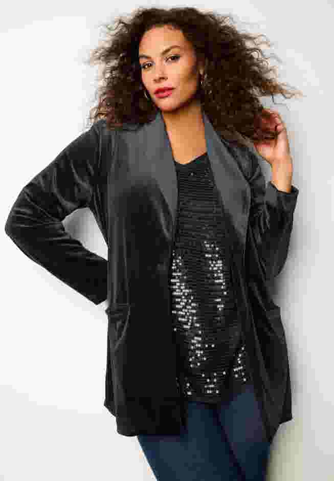Shawl Collar Velour Blazer image number 3