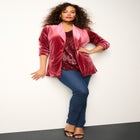 Plus Size Shawl Collar Velour Blazer image number null