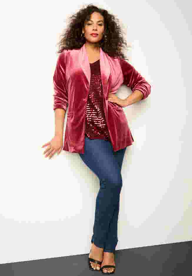 Shawl Collar Velour Blazer image number 2
