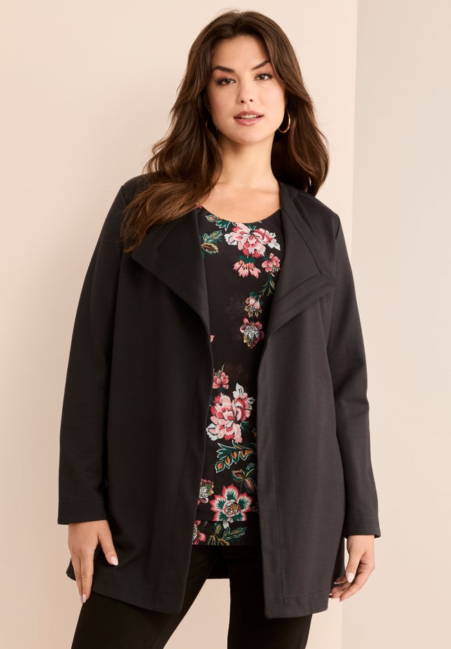 Plus Size Ultimate Ponte Drape Collar Jacket image number 0