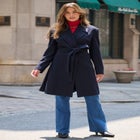 Plus Size A-Line Belted Wool Blend Coat image number null