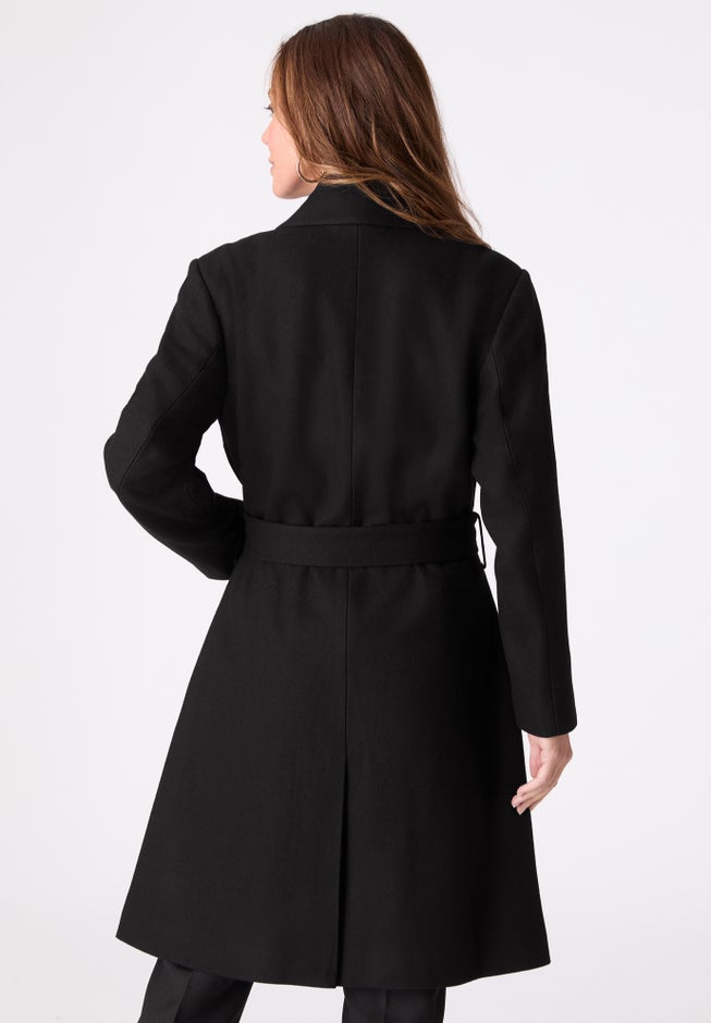 Plus Size A-Line Belted Wool Blend Coat image number 1