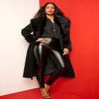 Plus Size Wool Blend Coat with Faux Fur Trim image number null