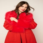Plus Size Wool Blend Coat with Faux Fur Trim image number null
