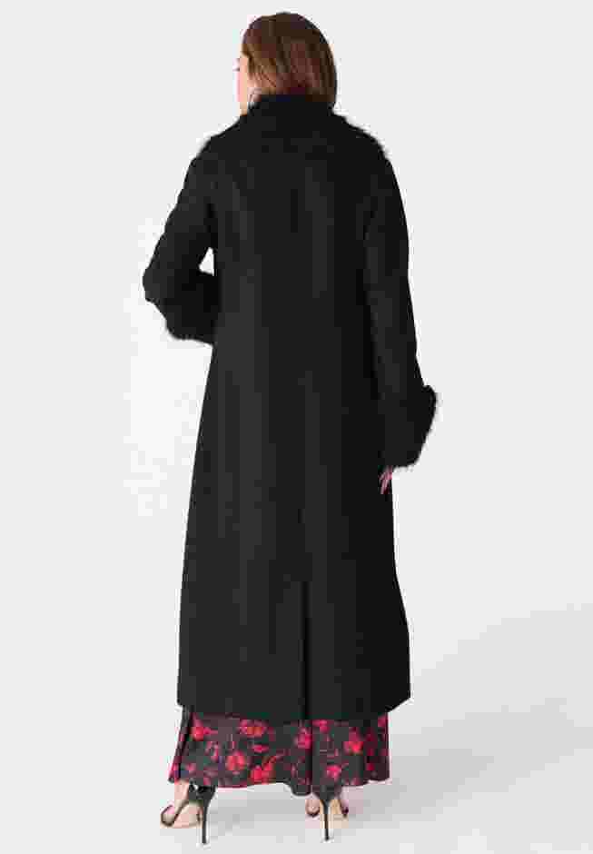 Faux Fur Trimmed Wool Blend Coat image number 1