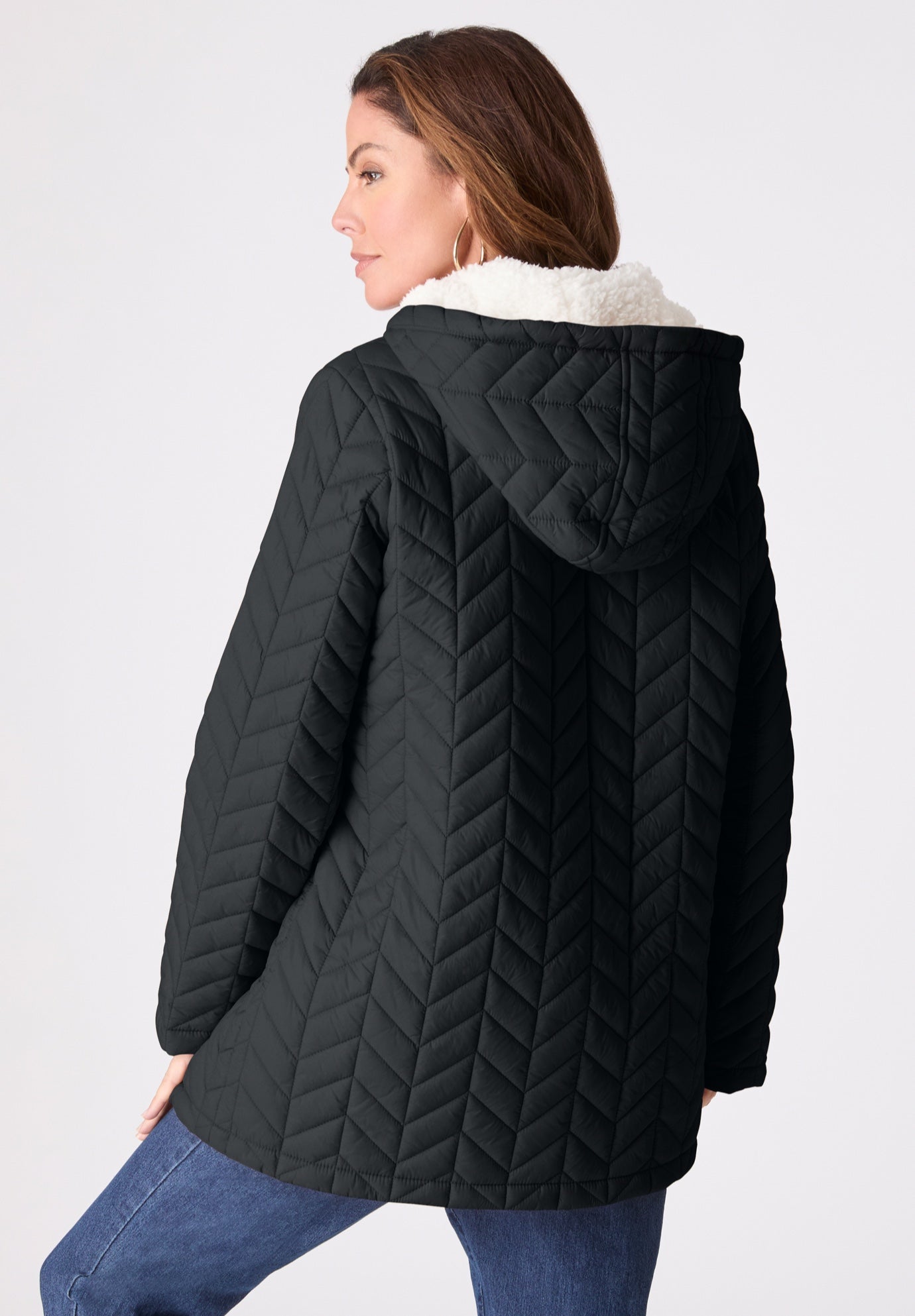 Plus Size Sherpa Lined Quilted Jacket image number 1