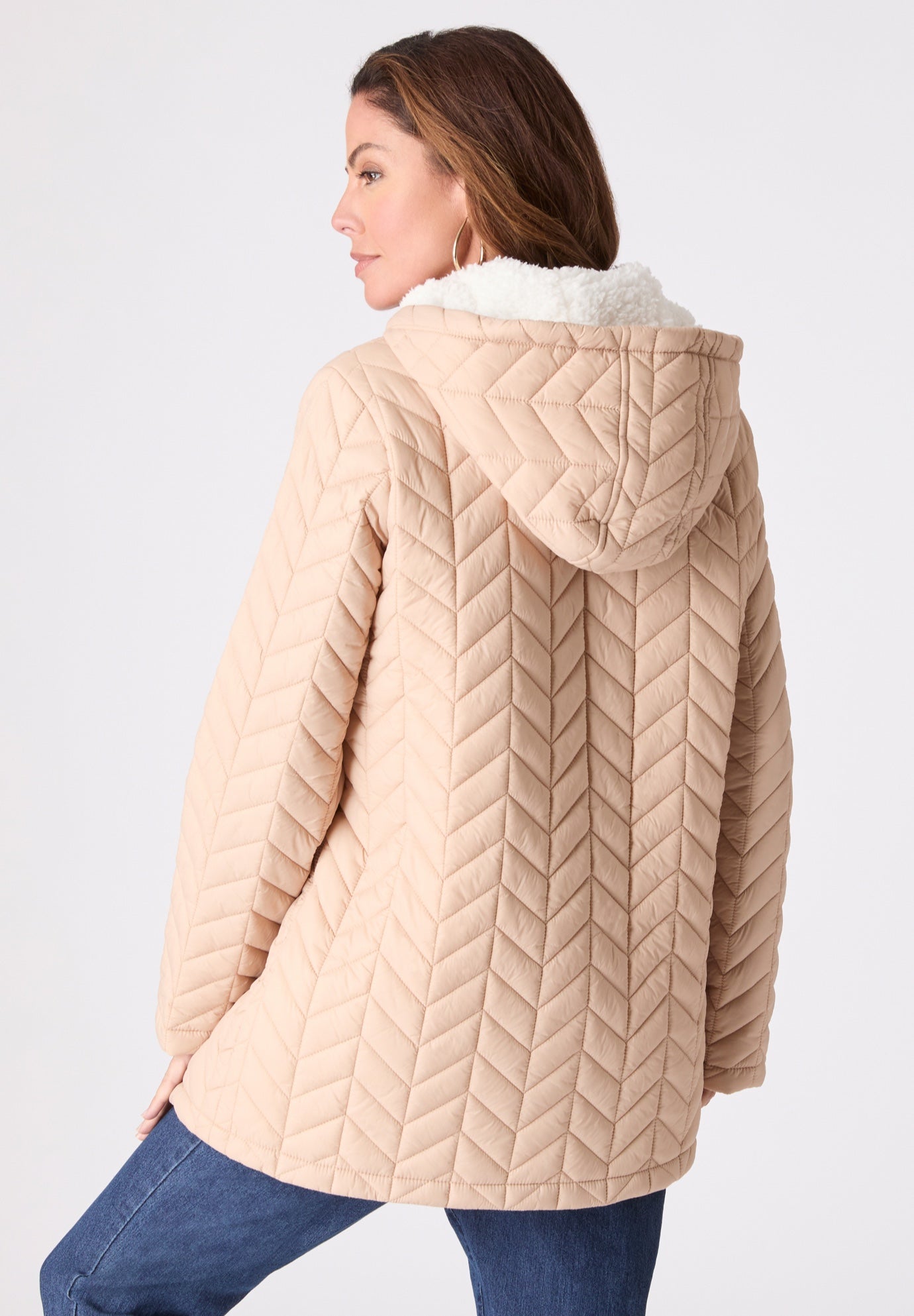 Plus Size Sherpa Lined Quilted Jacket image number 1