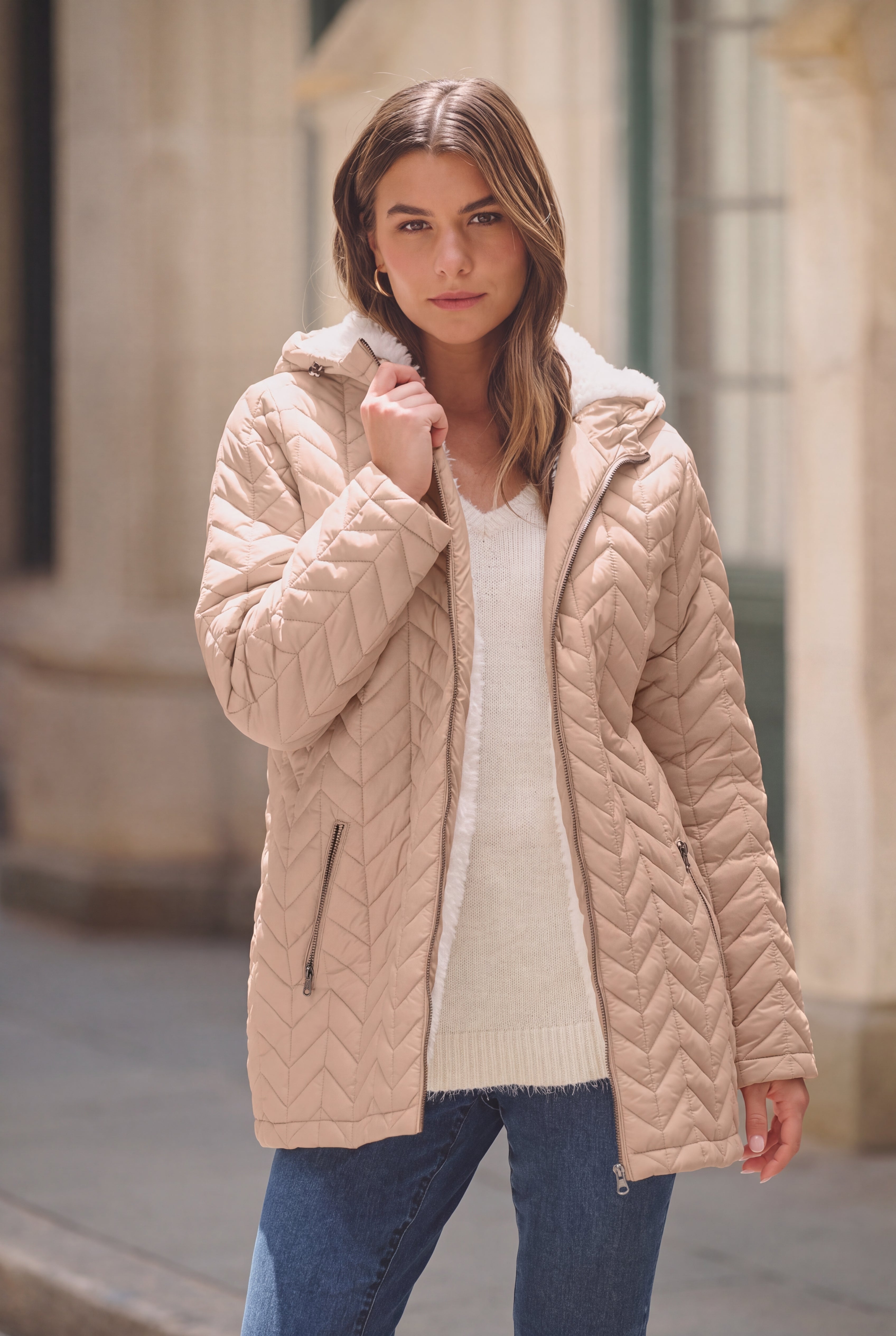 Plus Size Sherpa Lined Quilted Jacket image number 2