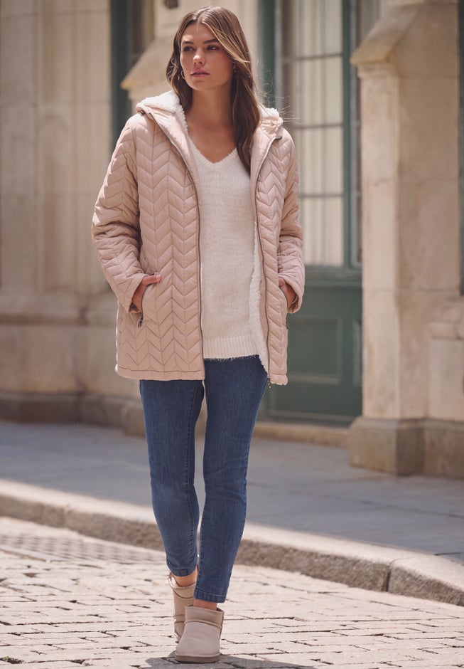 Plus Size Sherpa Lined Quilted Jacket image number 3