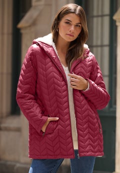 Plus Size Sherpa Lined Quilted Jacket