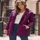 Plus Size Leather Trim Quilted Jacket image number null