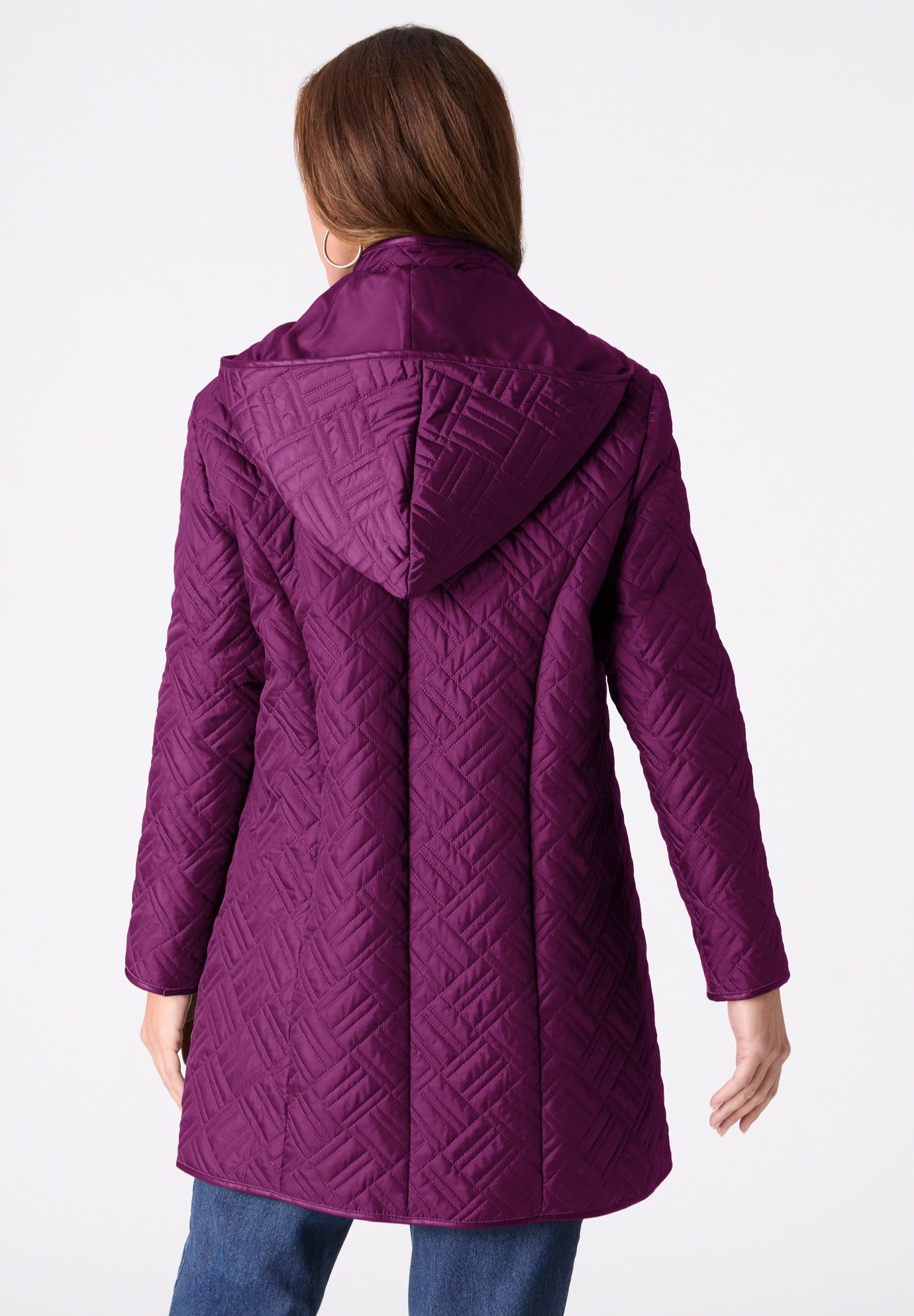 Plus Size Leather Trim Quilted Jacket image number 2