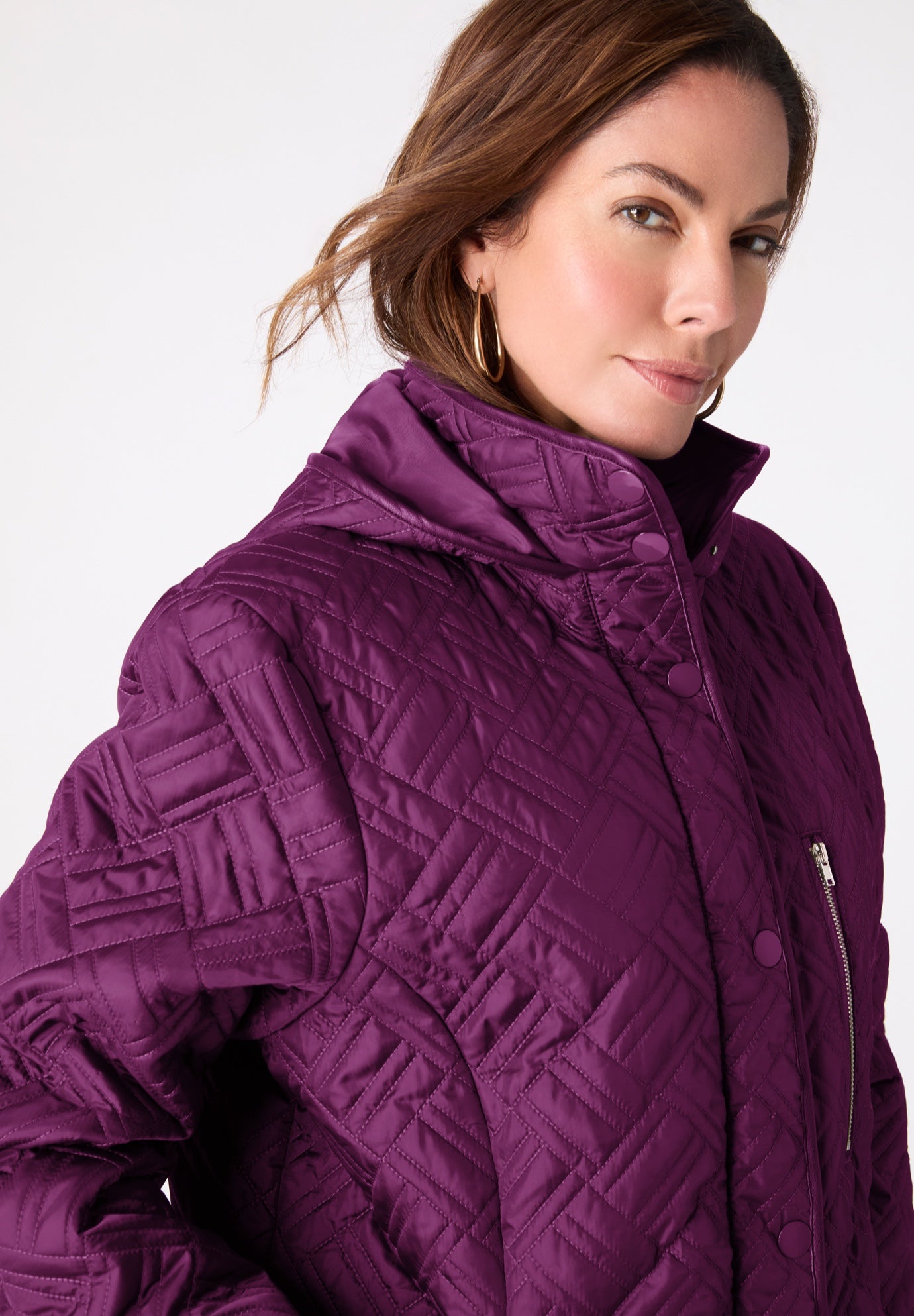 Plus Size Leather Trim Quilted Jacket image number 3