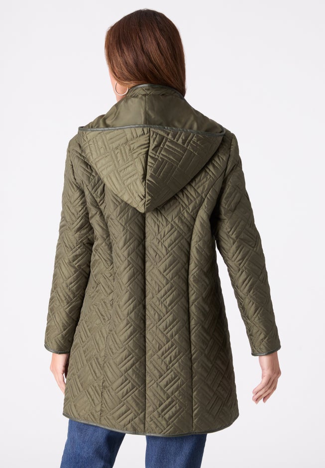 Plus Size Leather Trim Quilted Jacket image number 2
