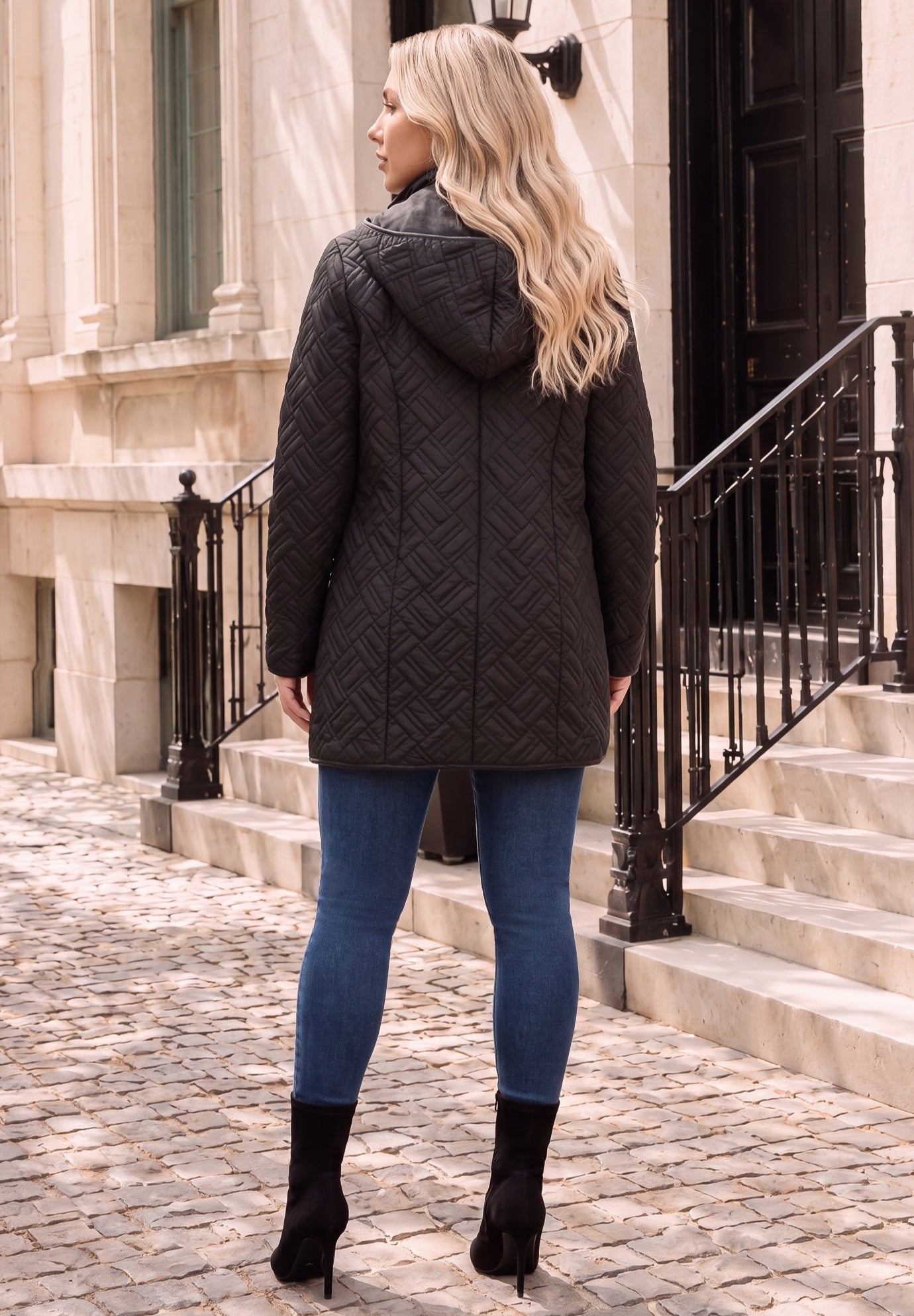 Plus Size Leather Trim Quilted Jacket image number 2