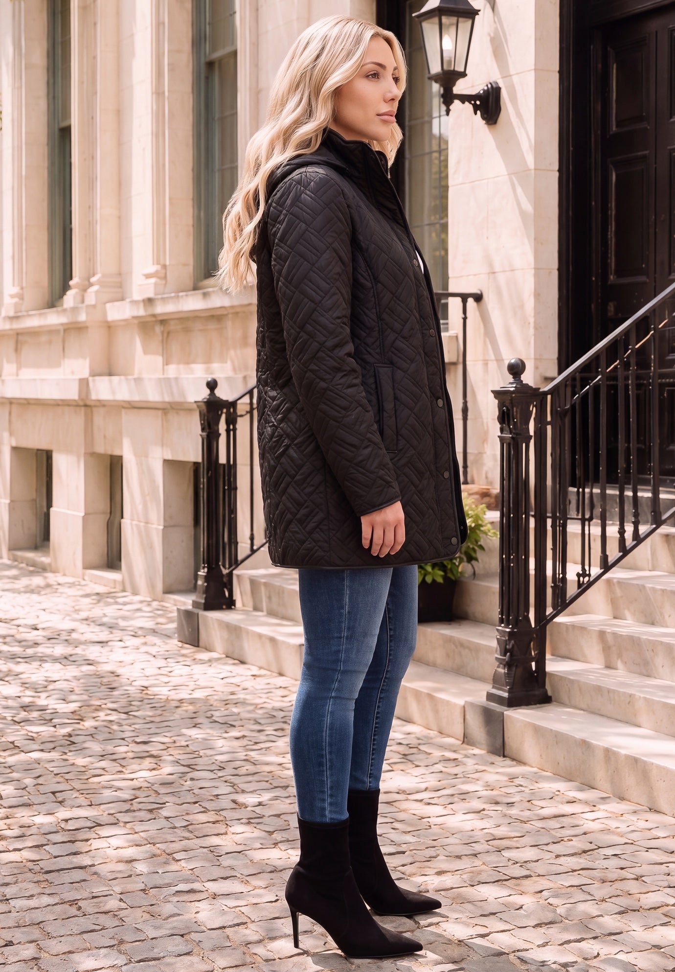 Plus Size Leather Trim Quilted Jacket image number 3