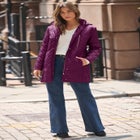 Plus Size Leather Trim Quilted Jacket image number null