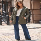 Plus Size Leather Trim Quilted Jacket image number null