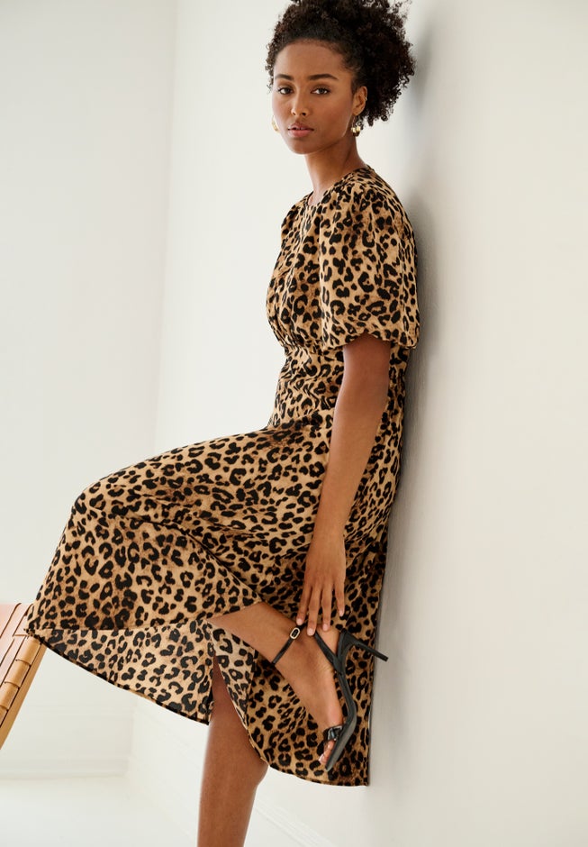 Blouson Sleeve Fit and Flare Dress image number 2