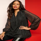 Lurex Popover Henley Blouse image number null