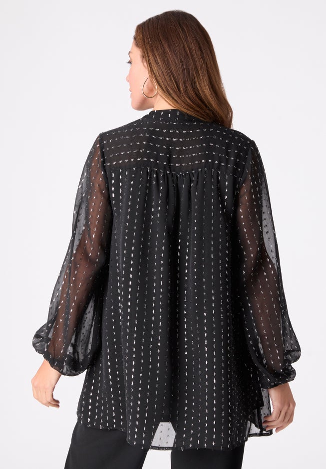 Lurex Popover Henley Blouse image number 1