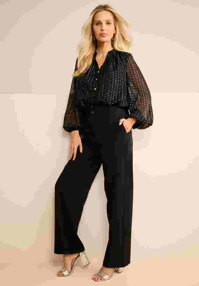 Lurex Popover Henley Blouse image number 0