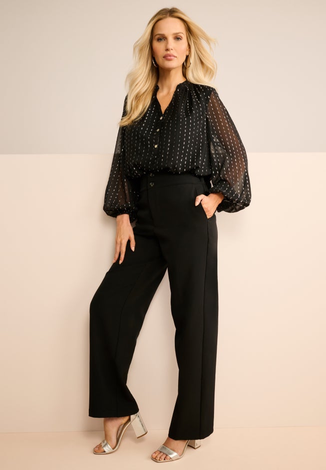 Lurex Popover Henley Blouse image number 0