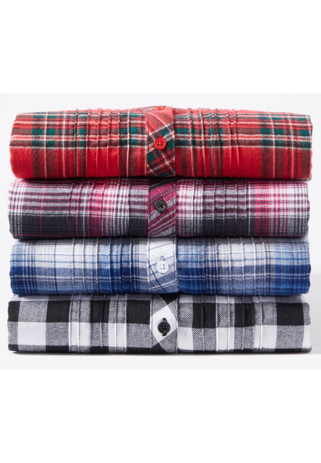 Plaid Flannel Pintuck Blouse image number 1